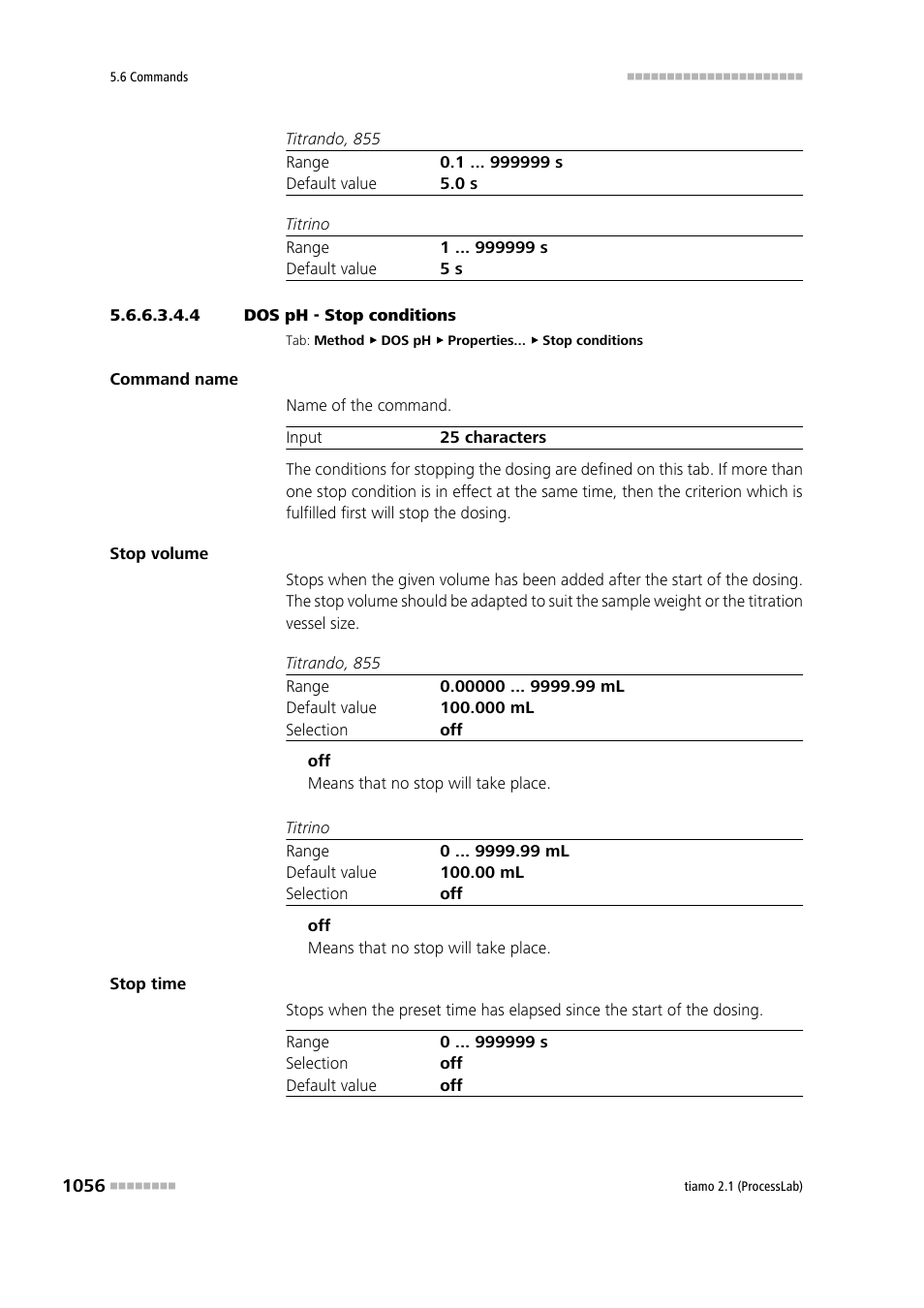 4 dos ph - stop conditions, Stop conditions | Metrohm tiamo 2.1 (ProcessLab) User Manual | Page 1072 / 1602