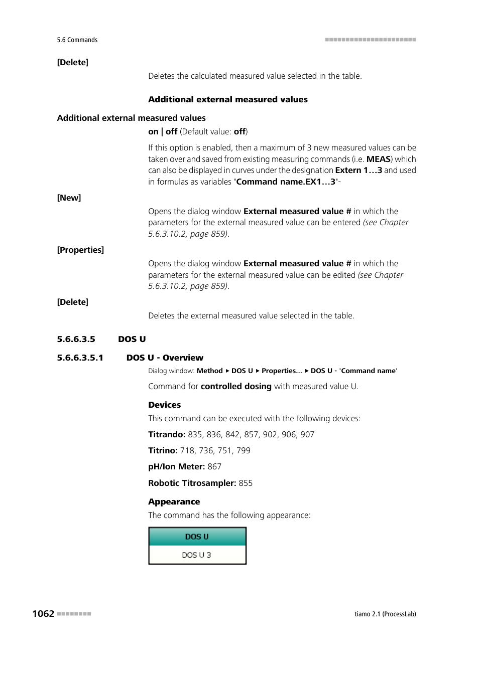 5 dos u, 1 dos u - overview, Dos u | Metrohm tiamo 2.1 (ProcessLab) User Manual | Page 1078 / 1602