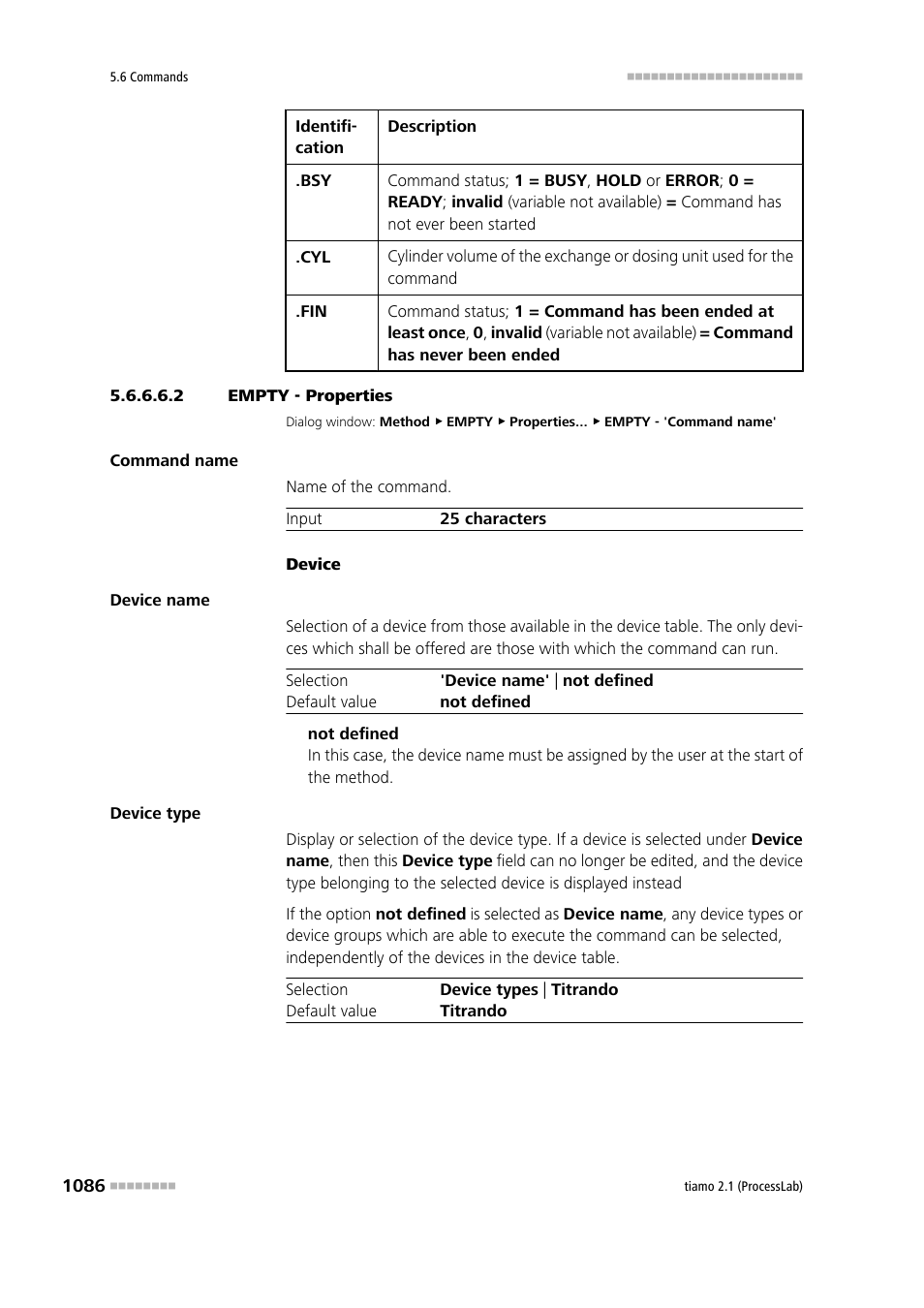 2 empty - properties | Metrohm tiamo 2.1 (ProcessLab) User Manual | Page 1102 / 1602