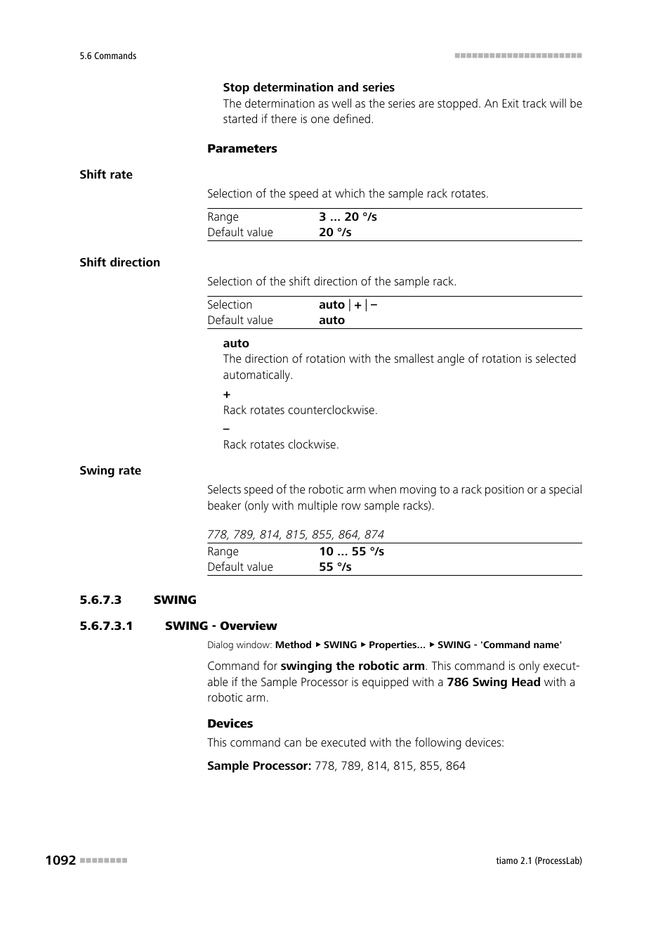 3 swing, 1 swing - overview, Swing | Metrohm tiamo 2.1 (ProcessLab) User Manual | Page 1108 / 1602