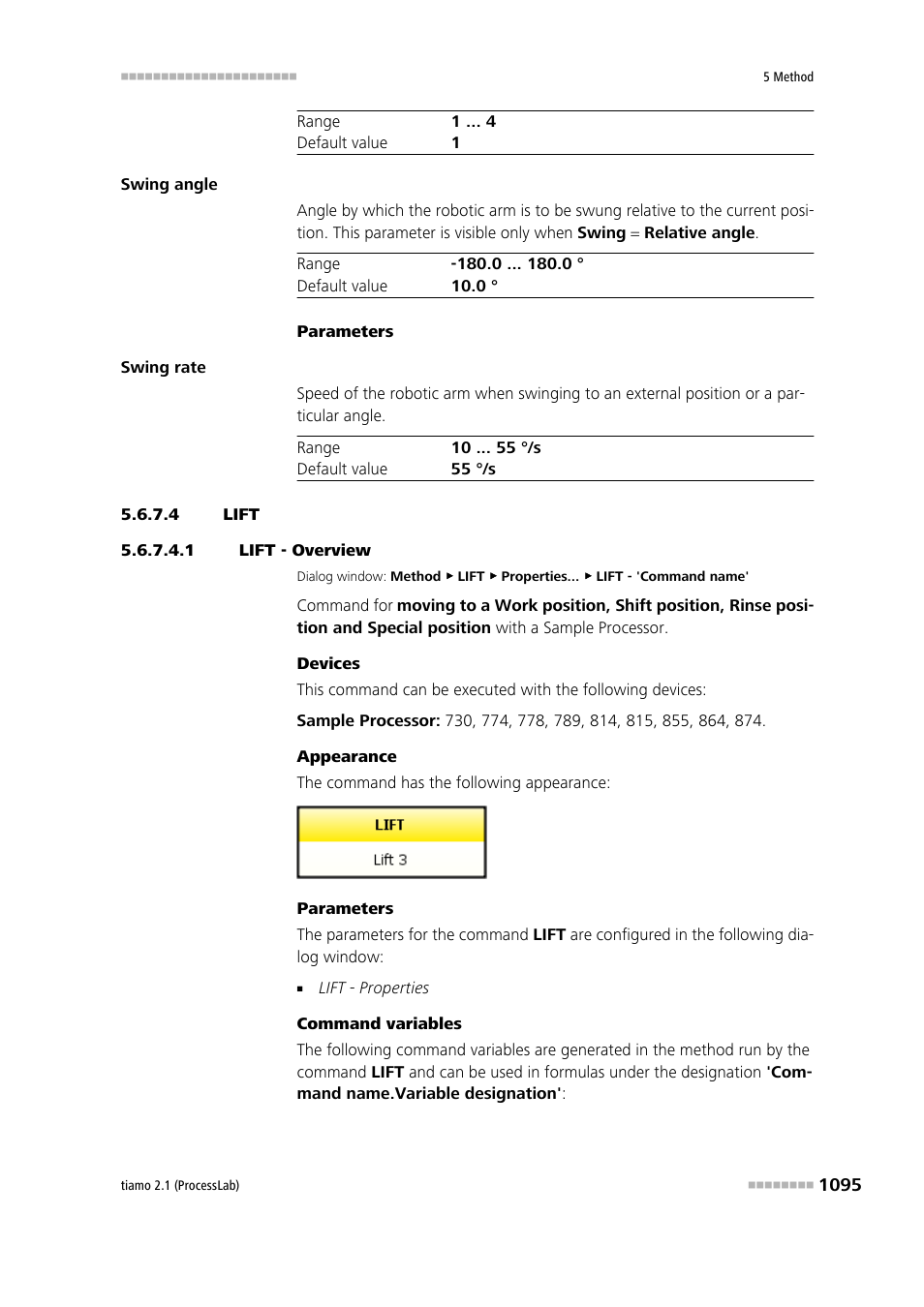 4 lift, 1 lift - overview, Lift | Metrohm tiamo 2.1 (ProcessLab) User Manual | Page 1111 / 1602