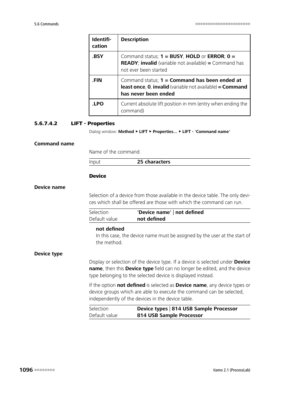 2 lift - properties | Metrohm tiamo 2.1 (ProcessLab) User Manual | Page 1112 / 1602