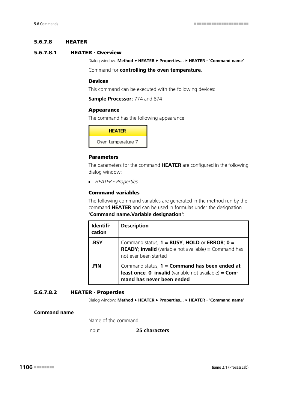 8 heater, 1 heater - overview, 2 heater - properties | Heater | Metrohm tiamo 2.1 (ProcessLab) User Manual | Page 1122 / 1602