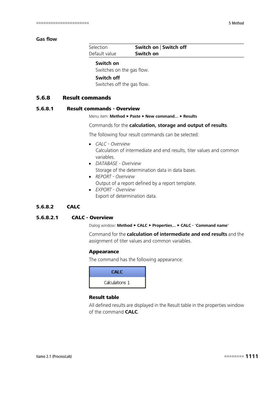 8 result commands, 1 result commands - overview, 2 calc | 1 calc - overview, Result commands 1, Calc | Metrohm tiamo 2.1 (ProcessLab) User Manual | Page 1127 / 1602
