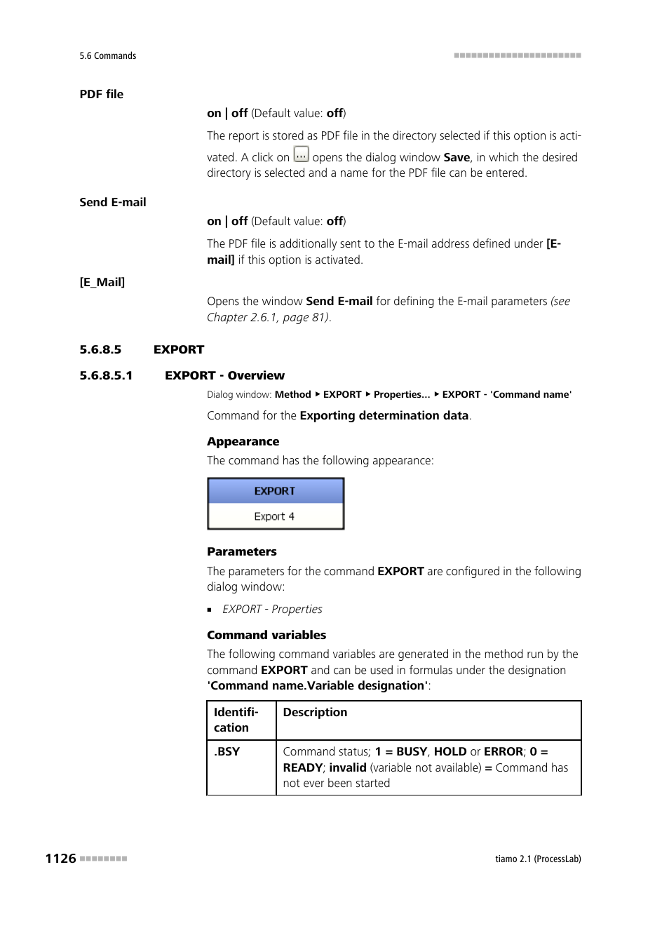 5 export, 1 export - overview, Export | Export - overview | Metrohm tiamo 2.1 (ProcessLab) User Manual | Page 1142 / 1602