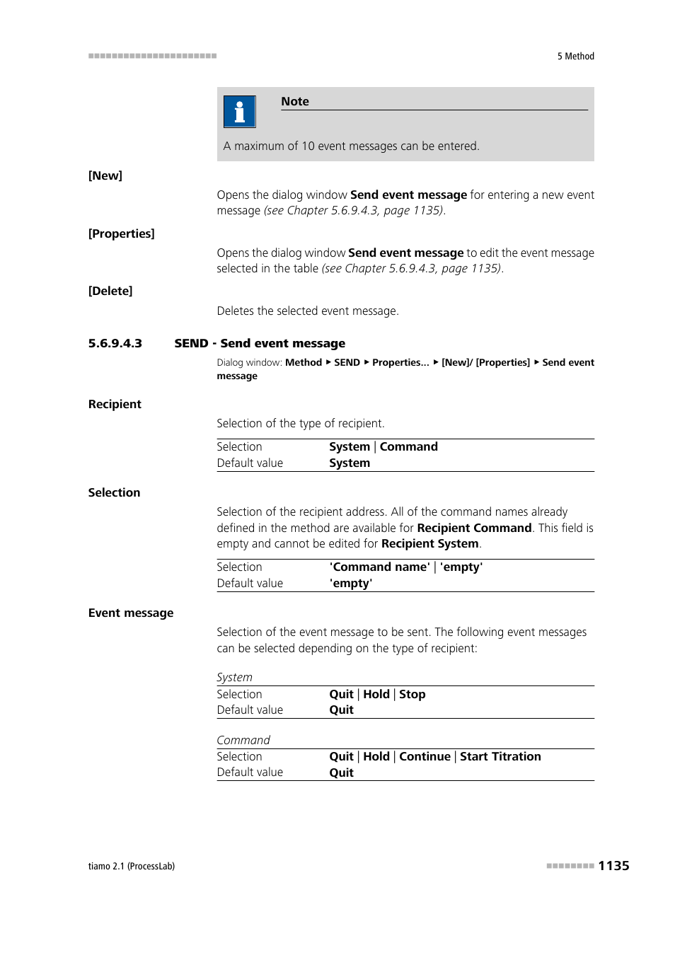 3 send - send event message | Metrohm tiamo 2.1 (ProcessLab) User Manual | Page 1151 / 1602