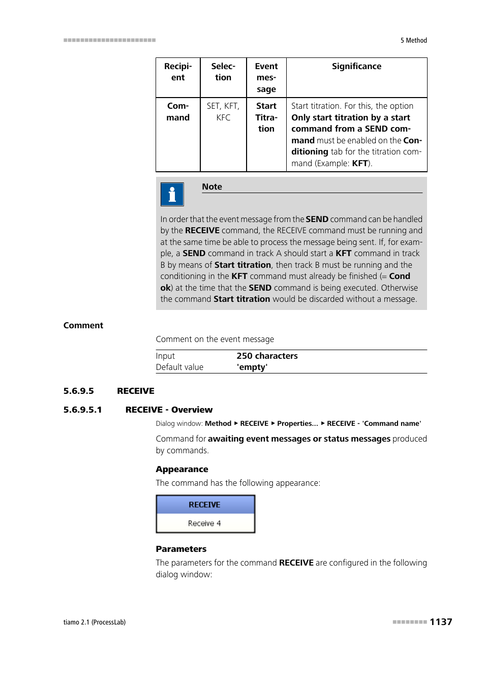 5 receive, 1 receive - overview, Receive | Metrohm tiamo 2.1 (ProcessLab) User Manual | Page 1153 / 1602