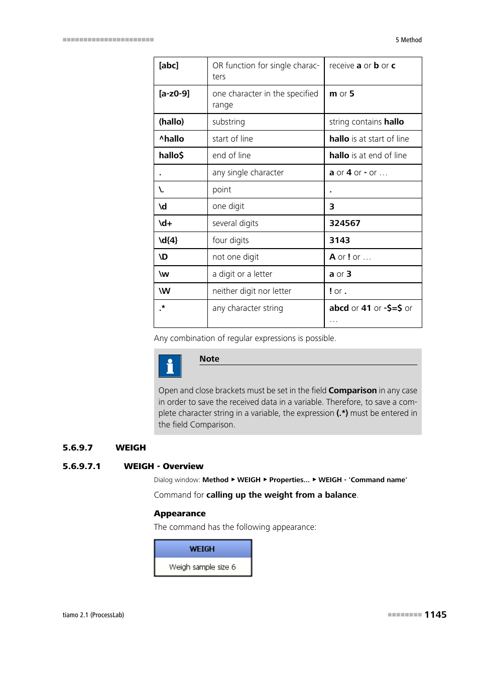 7 weigh, 1 weigh - overview, Transfer | Weigh | Metrohm tiamo 2.1 (ProcessLab) User Manual | Page 1161 / 1602