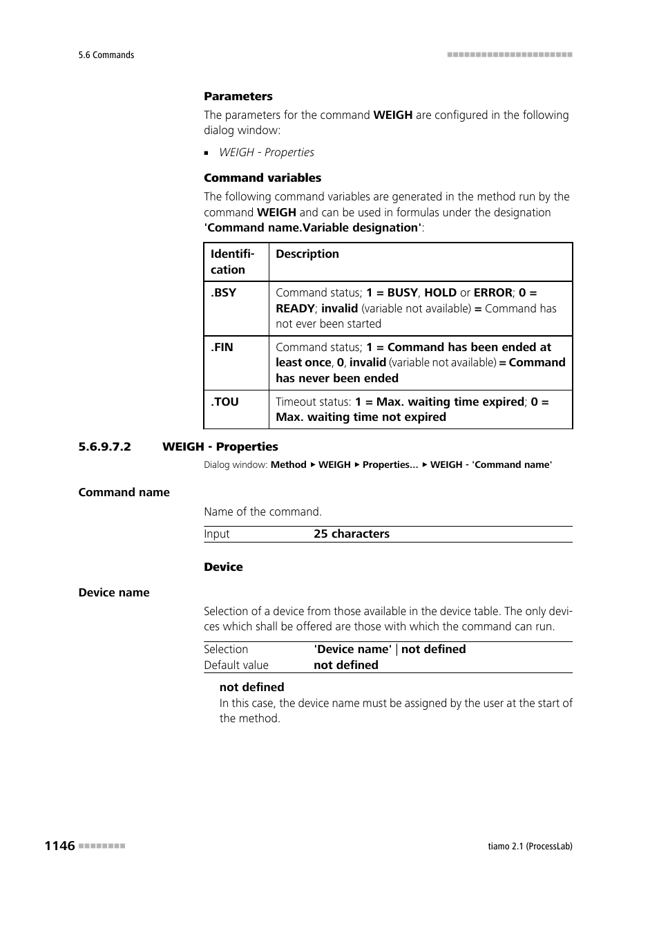 2 weigh - properties | Metrohm tiamo 2.1 (ProcessLab) User Manual | Page 1162 / 1602