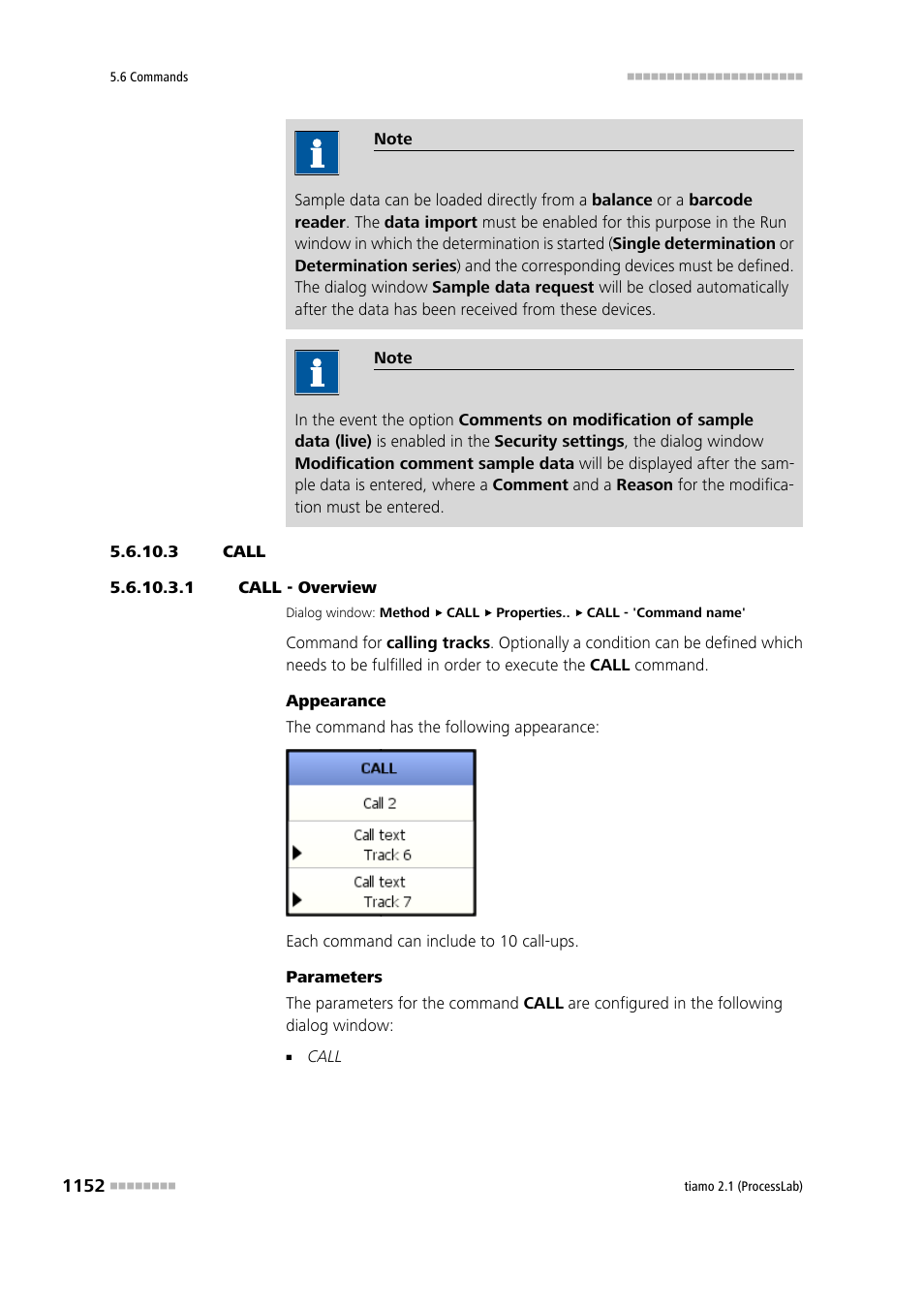 3 call, 1 call - overview, Call | Metrohm tiamo 2.1 (ProcessLab) User Manual | Page 1168 / 1602