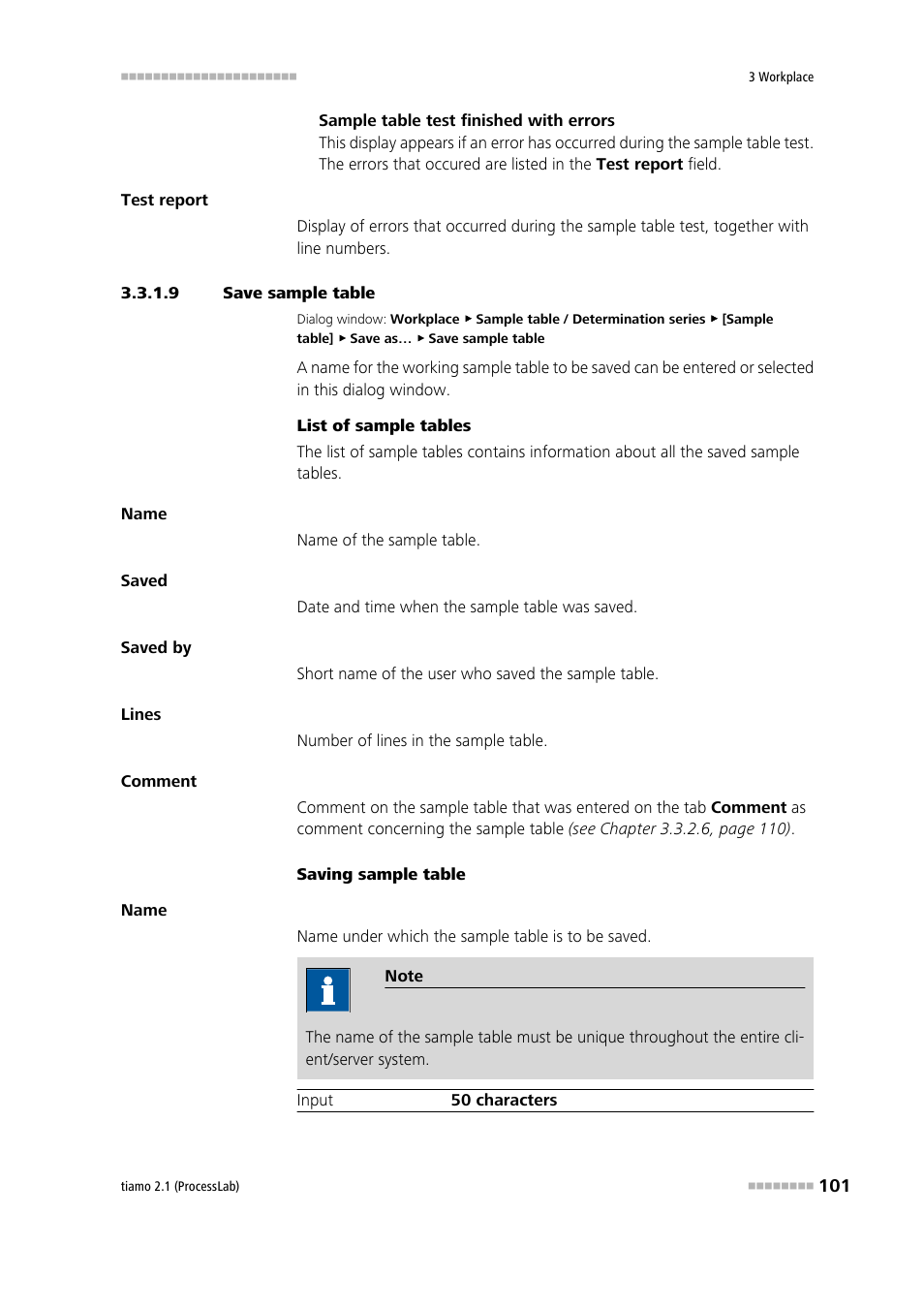 9 save sample table, Save sample table | Metrohm tiamo 2.1 (ProcessLab) User Manual | Page 117 / 1602