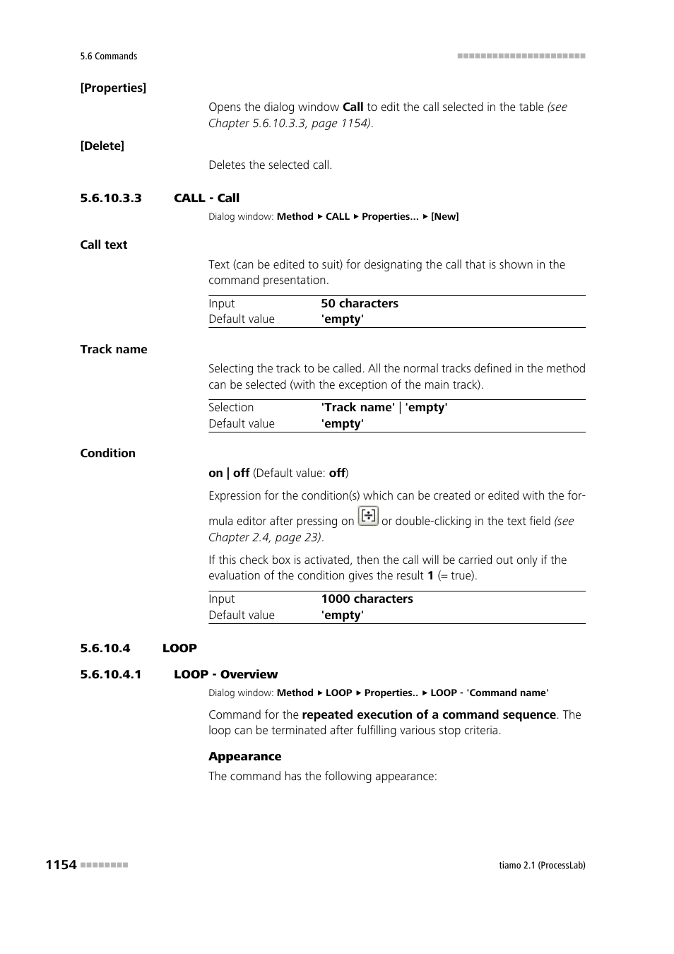 3 call - call, 4 loop, 1 loop - overview | Loop | Metrohm tiamo 2.1 (ProcessLab) User Manual | Page 1170 / 1602