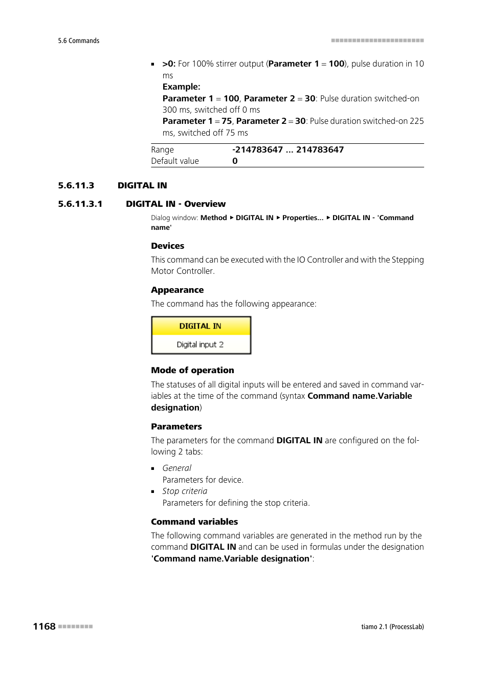 3 digital in, 1 digital in - overview, Digital in | Metrohm tiamo 2.1 (ProcessLab) User Manual | Page 1184 / 1602