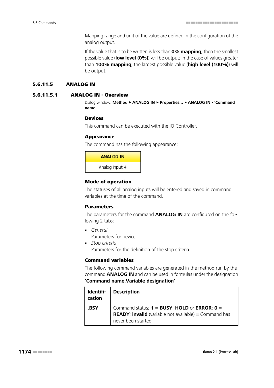 5 analog in, 1 analog in - overview, Analog in | Metrohm tiamo 2.1 (ProcessLab) User Manual | Page 1190 / 1602