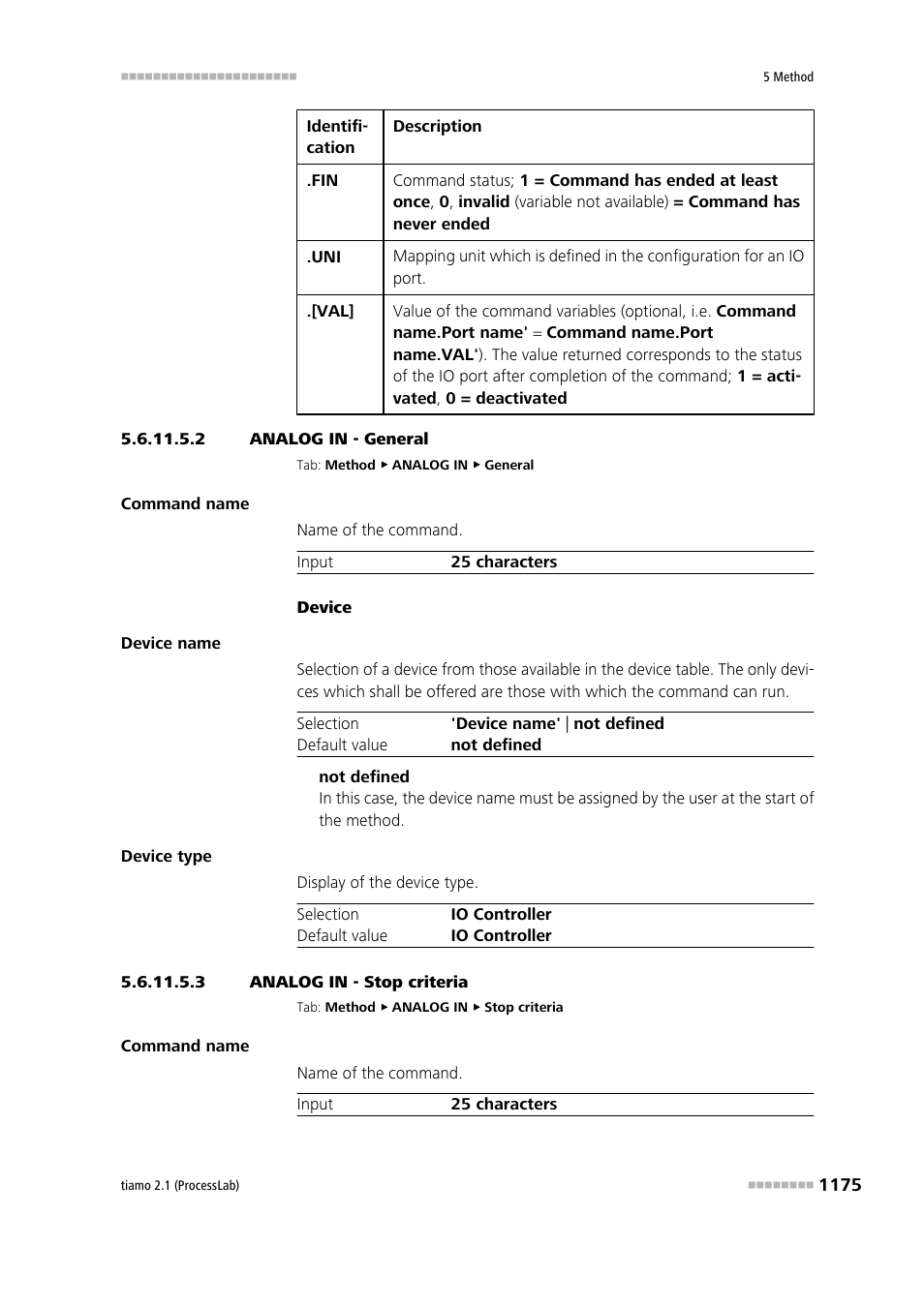 2 analog in - general, 3 analog in - stop criteria | Metrohm tiamo 2.1 (ProcessLab) User Manual | Page 1191 / 1602