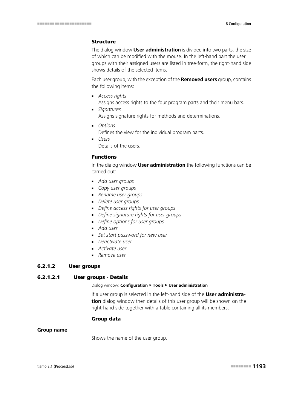 2 user groups, 1 user groups - details | Metrohm tiamo 2.1 (ProcessLab) User Manual | Page 1209 / 1602