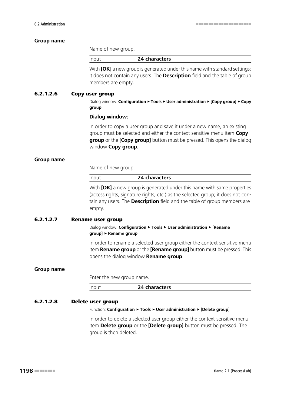 6 copy user group, 7 rename user group, 8 delete user group | Copy user groups, Rename user groups, Delete user groups | Metrohm tiamo 2.1 (ProcessLab) User Manual | Page 1214 / 1602