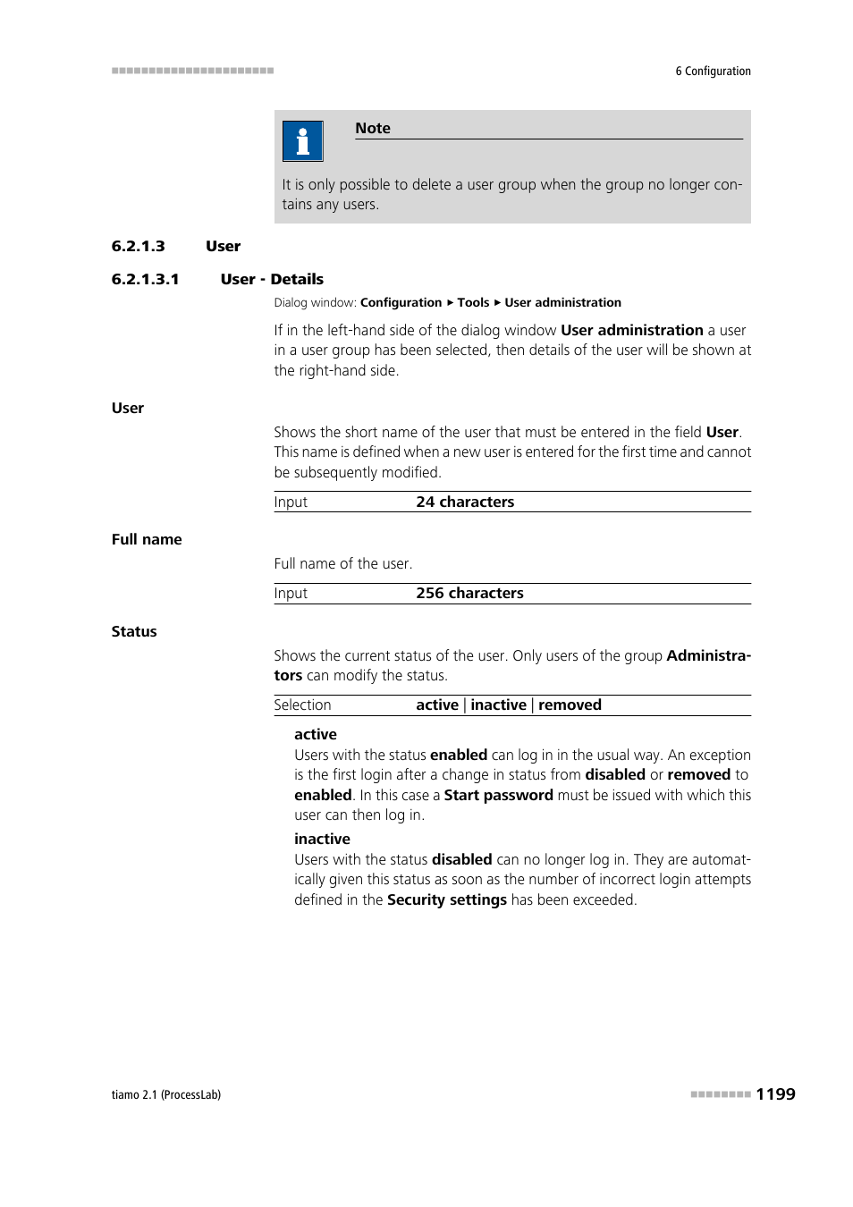 3 user, 1 user - details, User | Users, Deactivate user, Activate user, Remove user | Metrohm tiamo 2.1 (ProcessLab) User Manual | Page 1215 / 1602