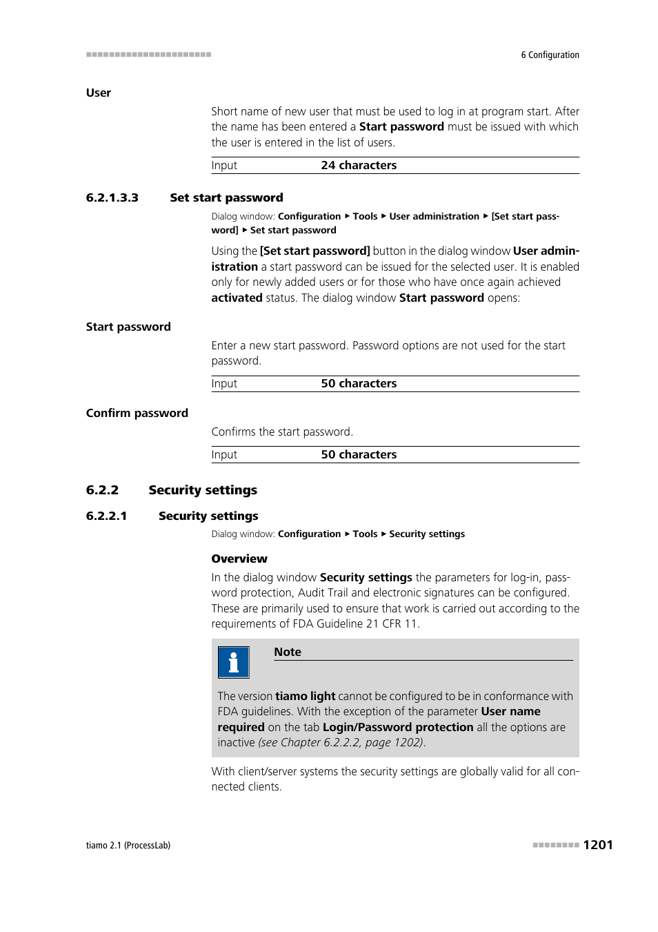 3 set start password, 2 security settings, 1 security settings | Security settings 1, Set start password for new user | Metrohm tiamo 2.1 (ProcessLab) User Manual | Page 1217 / 1602