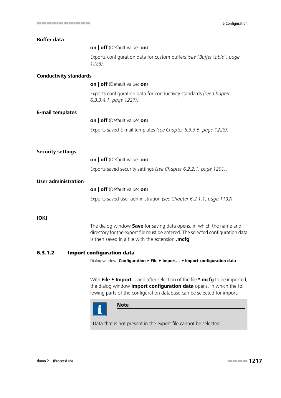 2 import configuration data, Import configuration data | Metrohm tiamo 2.1 (ProcessLab) User Manual | Page 1233 / 1602