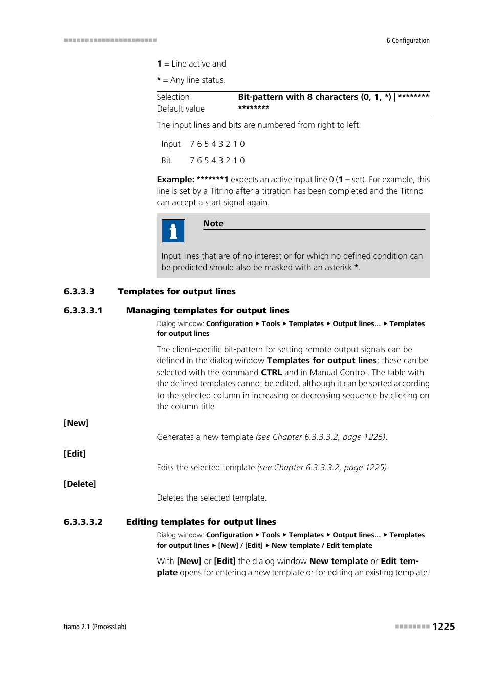 3 templates for output lines, 1 managing templates for output lines, 2 editing templates for output lines | Output lines | Metrohm tiamo 2.1 (ProcessLab) User Manual | Page 1241 / 1602