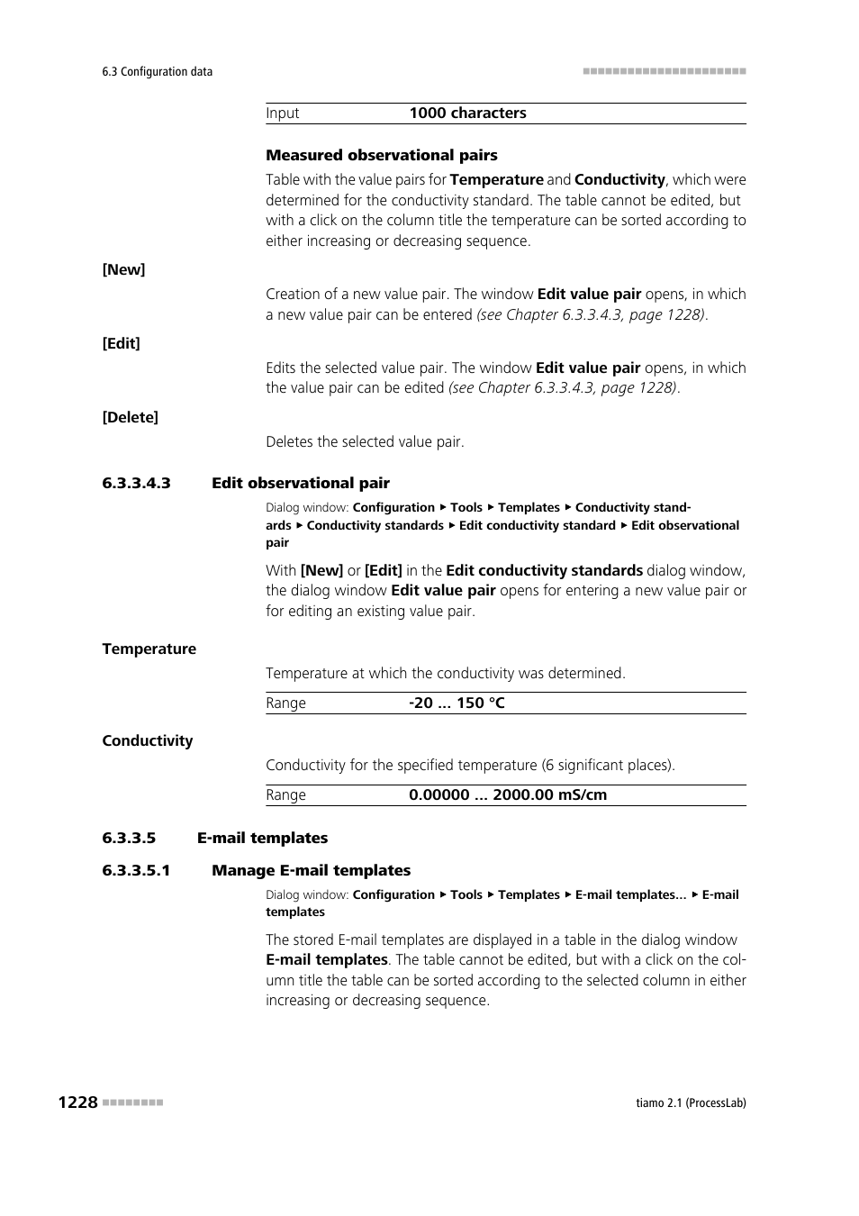 3 edit observational pair, 5 e-mail templates, 1 manage e-mail templates | Metrohm tiamo 2.1 (ProcessLab) User Manual | Page 1244 / 1602