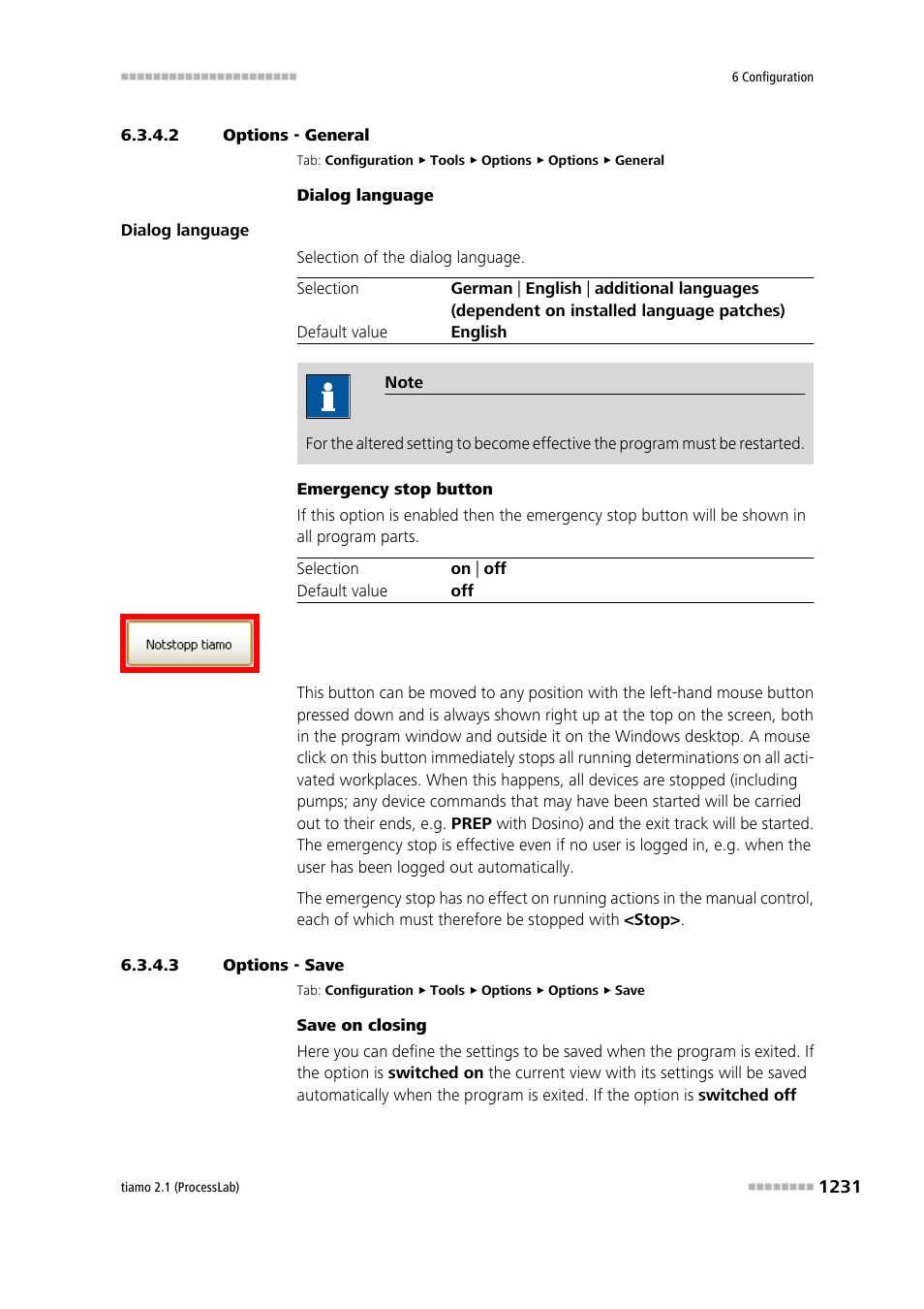 2 options - general, 3 options - save | Metrohm tiamo 2.1 (ProcessLab) User Manual | Page 1247 / 1602