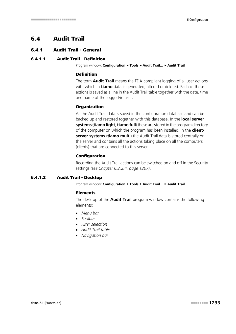 4 audit trail, 1 audit trail - general, 1 audit trail - definition | 2 audit trail - desktop, Audit trail 3, Audit trail - general 3 | Metrohm tiamo 2.1 (ProcessLab) User Manual | Page 1249 / 1602