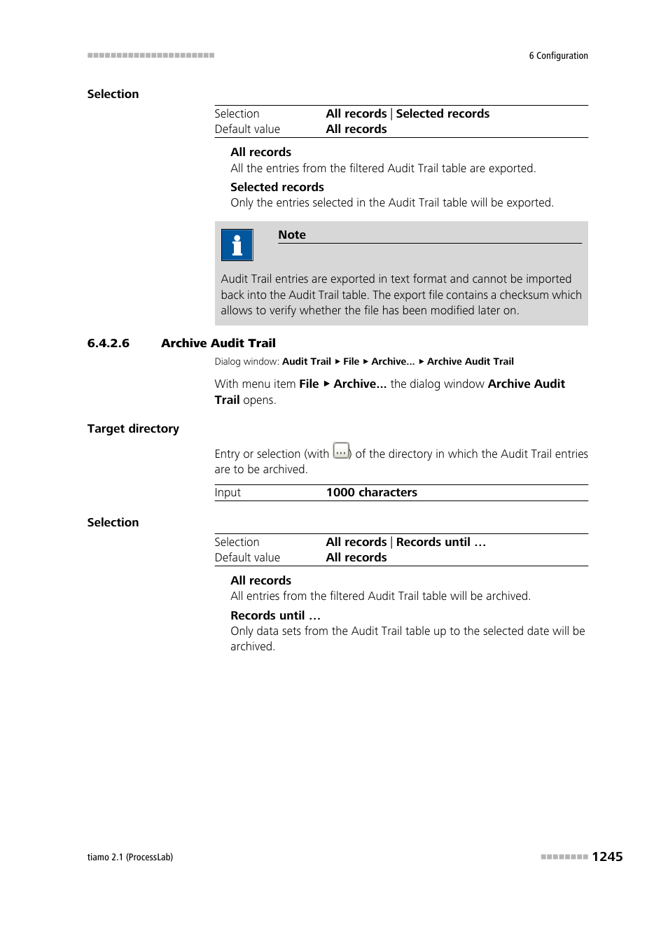 6 archive audit trail, Archive audit trail | Metrohm tiamo 2.1 (ProcessLab) User Manual | Page 1261 / 1602