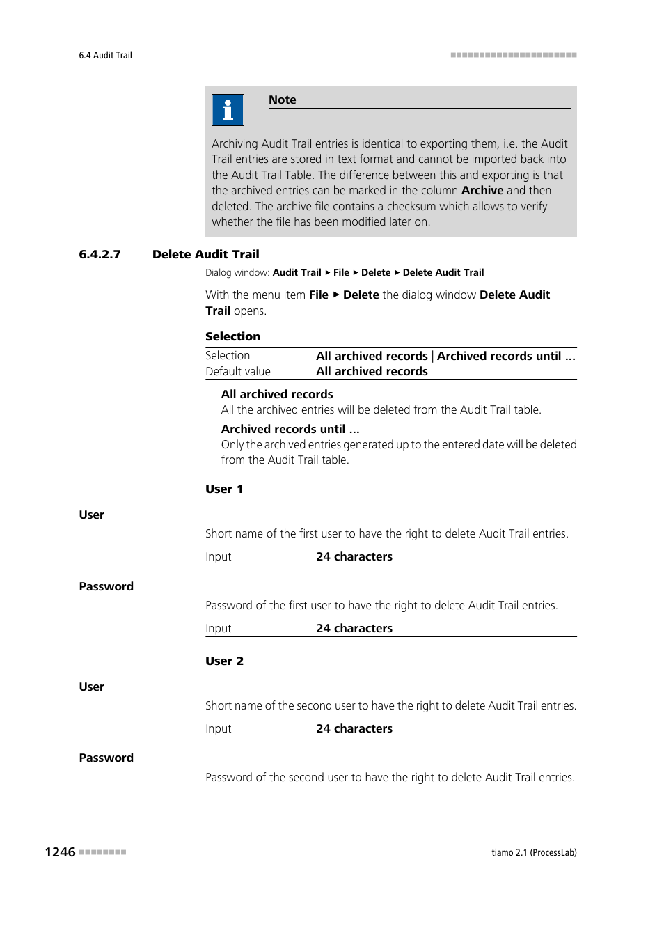 7 delete audit trail, Delete audit trail | Metrohm tiamo 2.1 (ProcessLab) User Manual | Page 1262 / 1602