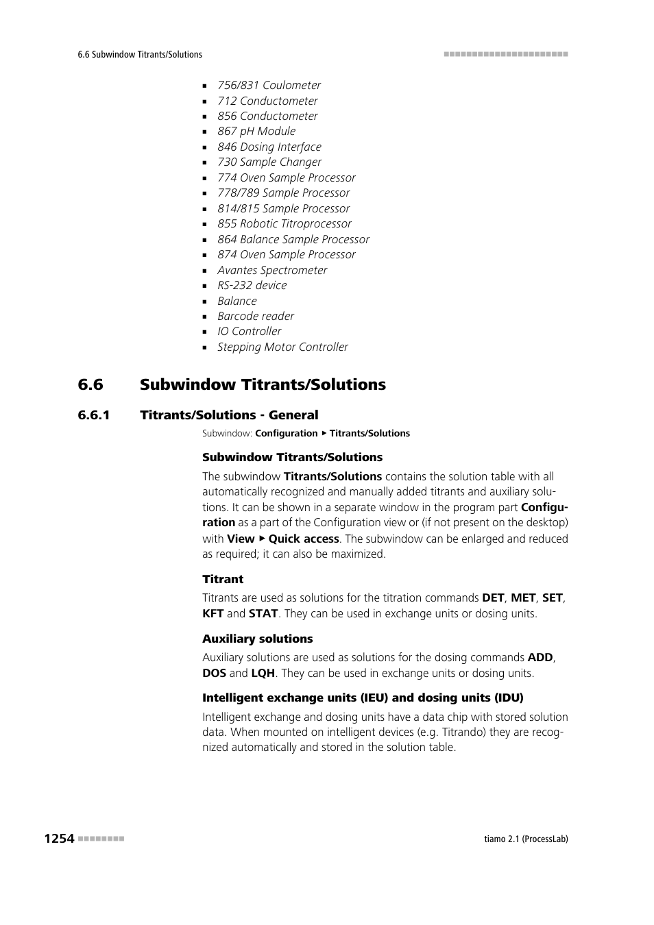 6 subwindow titrants/solutions, 1 titrants/solutions - general, Subwindow titrants/solutions 4 | Titrants/solutions - general 4, Titrants/solutions | Metrohm tiamo 2.1 (ProcessLab) User Manual | Page 1270 / 1602