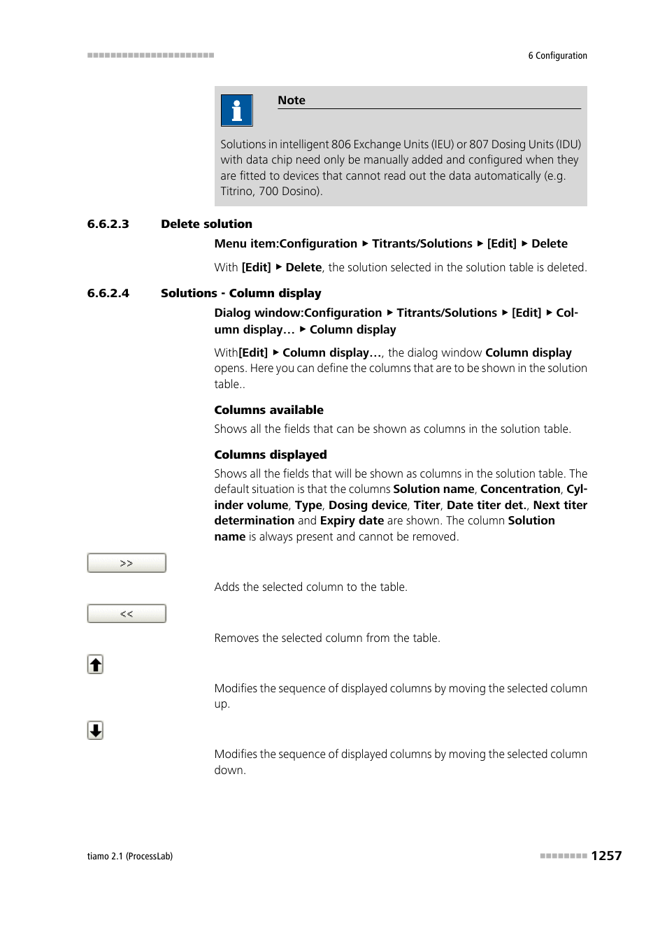 3 delete solution, 4 solutions - column display | Metrohm tiamo 2.1 (ProcessLab) User Manual | Page 1273 / 1602