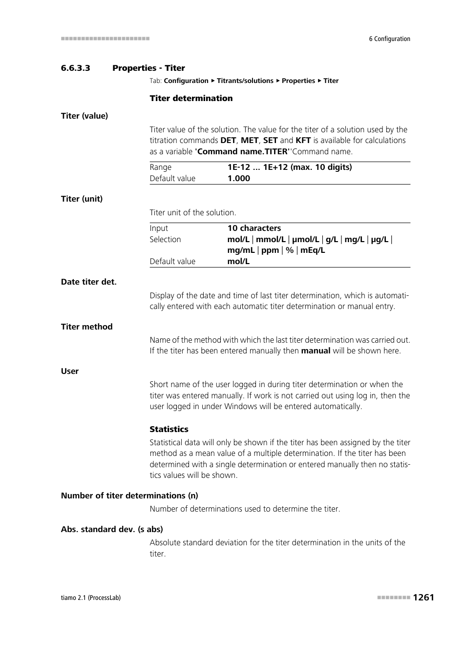 3 properties - titer, Titer | Metrohm tiamo 2.1 (ProcessLab) User Manual | Page 1277 / 1602