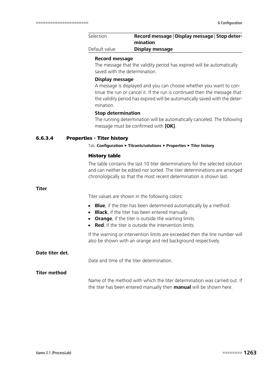 4 properties - titer history, Titer history | Metrohm tiamo 2.1 (ProcessLab) User Manual | Page 1279 / 1602