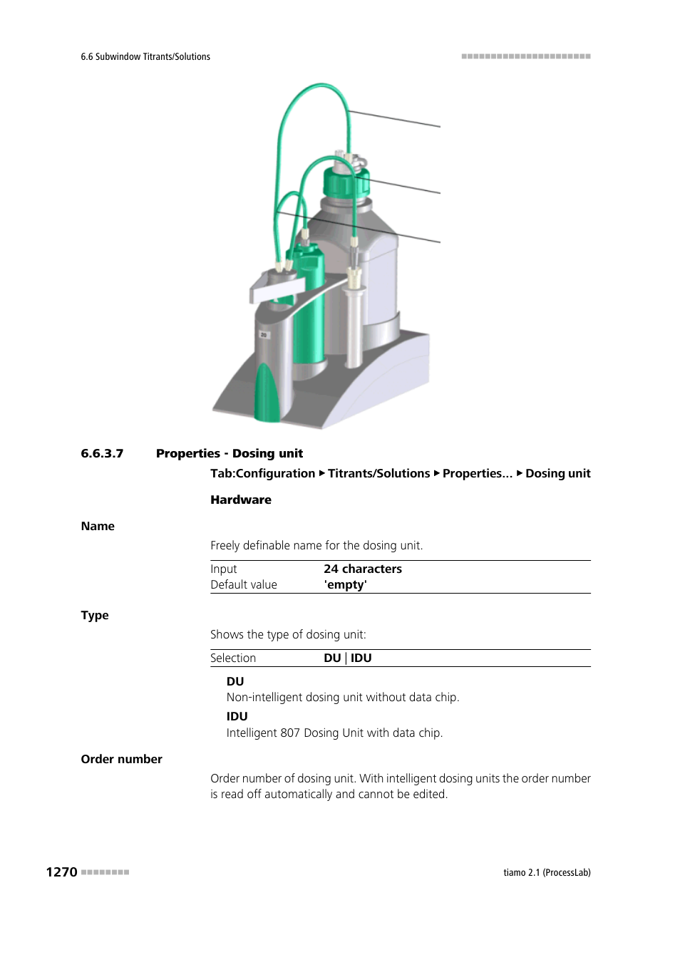 7 properties - dosing unit, Exchange unit, Dosing unit | Metrohm tiamo 2.1 (ProcessLab) User Manual | Page 1286 / 1602