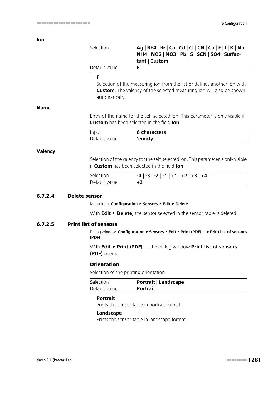 4 delete sensor, 5 print list of sensors | Metrohm tiamo 2.1 (ProcessLab) User Manual | Page 1297 / 1602