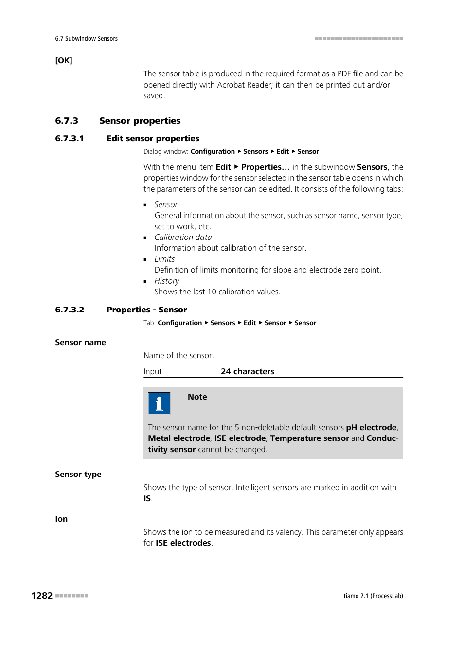 3 sensor properties, 1 edit sensor properties, 2 properties - sensor | Sensor properties 2 | Metrohm tiamo 2.1 (ProcessLab) User Manual | Page 1298 / 1602