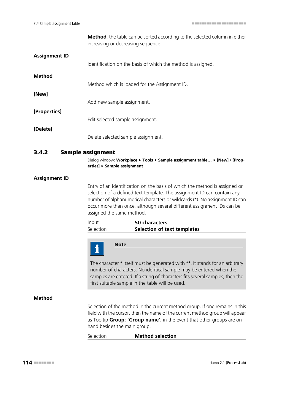 2 sample assignment, Sample assignment | Metrohm tiamo 2.1 (ProcessLab) User Manual | Page 130 / 1602