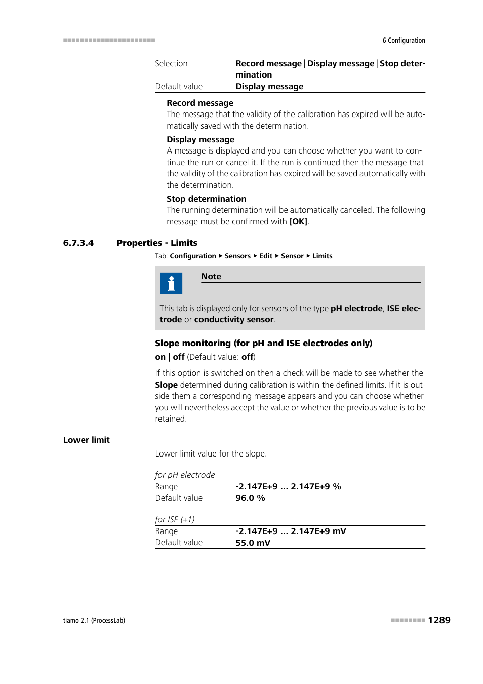 4 properties - limits, Limits | Metrohm tiamo 2.1 (ProcessLab) User Manual | Page 1305 / 1602