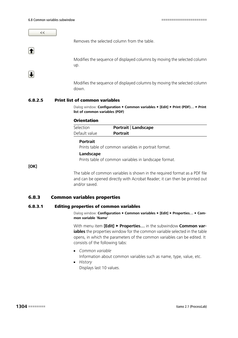 5 print list of common variables, 3 common variables properties, 1 editing properties of common variables | Common variables properties 4 | Metrohm tiamo 2.1 (ProcessLab) User Manual | Page 1320 / 1602