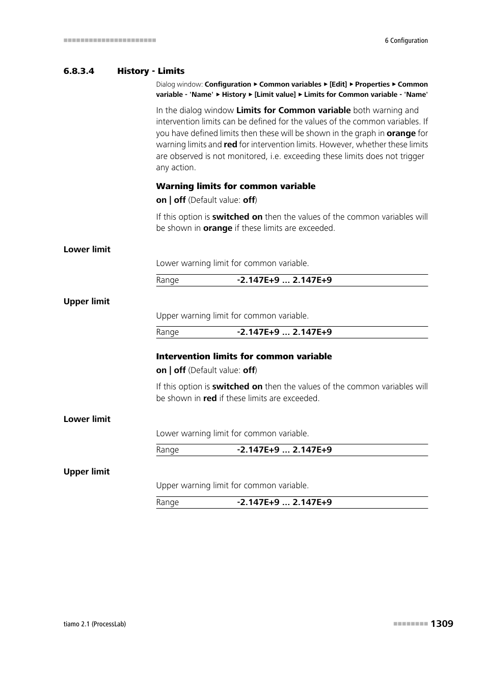 4 history - limits | Metrohm tiamo 2.1 (ProcessLab) User Manual | Page 1325 / 1602