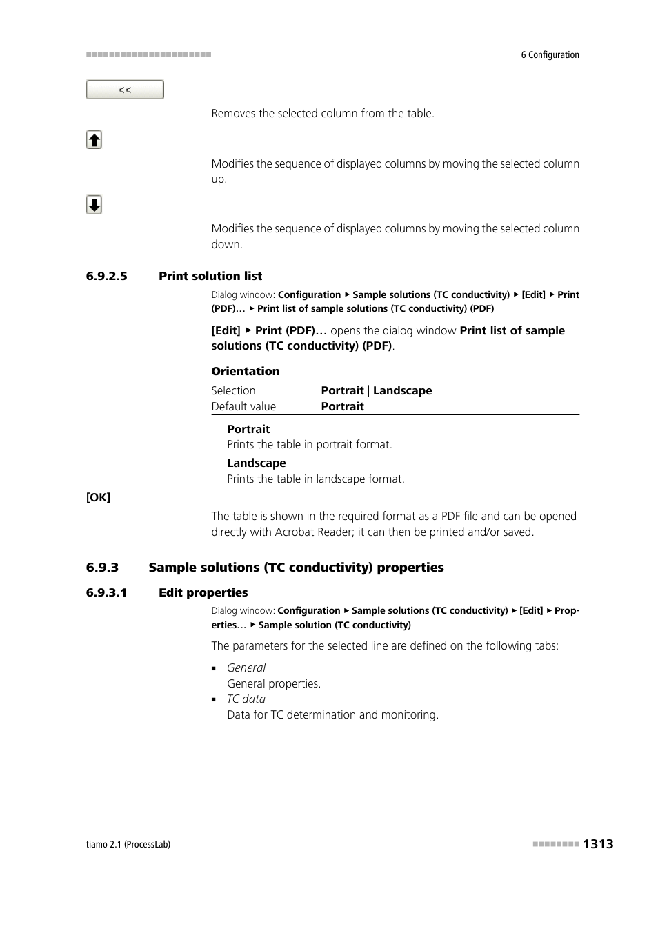 5 print solution list, 3 sample solutions (tc conductivity) properties, 1 edit properties | Sample solutions (tc conductivity) properties 3 | Metrohm tiamo 2.1 (ProcessLab) User Manual | Page 1329 / 1602