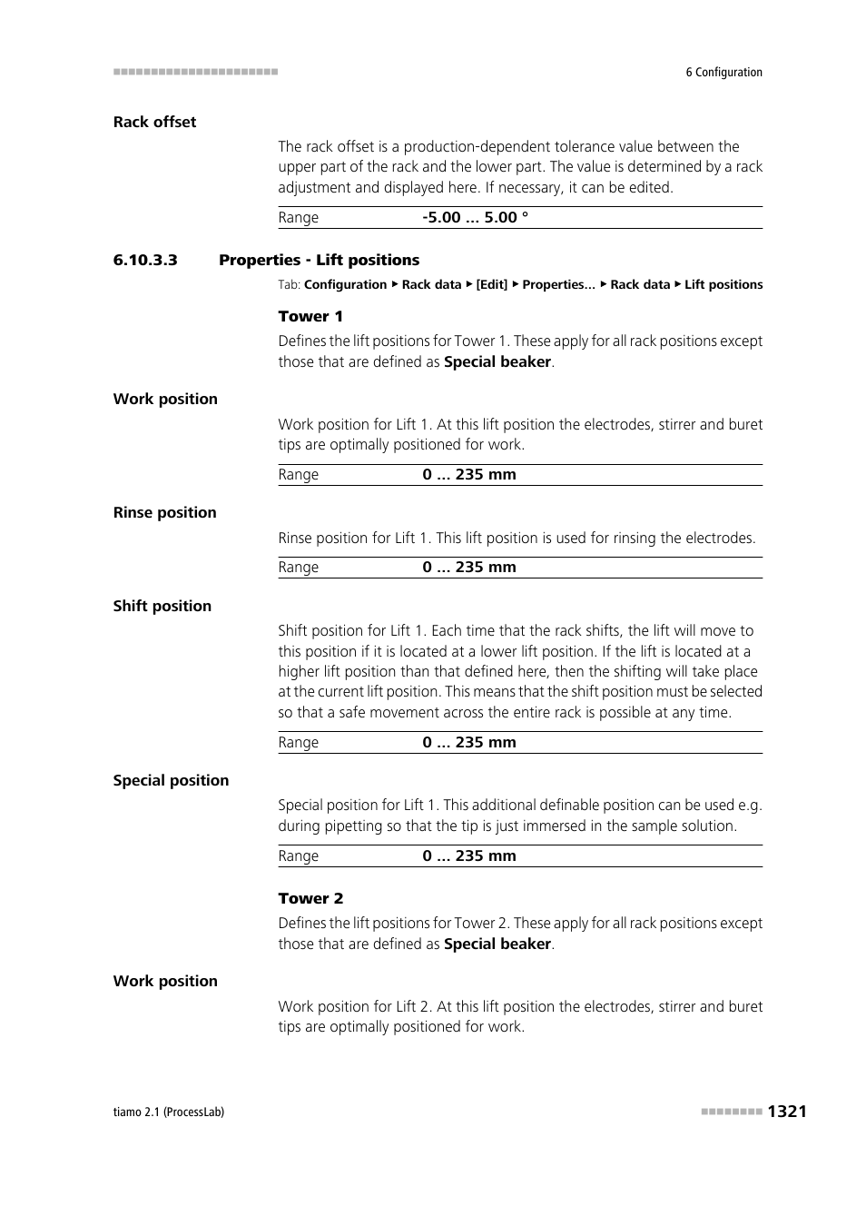 3 properties - lift positions, Lift positions | Metrohm tiamo 2.1 (ProcessLab) User Manual | Page 1337 / 1602