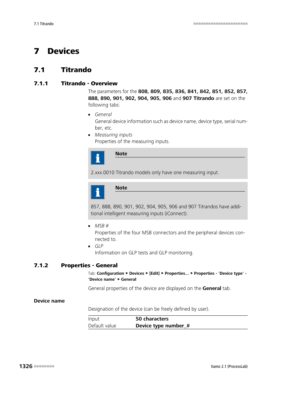 7 devices, 1 titrando, 1 titrando - overview | 2 properties - general, Titrando 6, Titrando - overview 6, Properties - general 6, Properties - general 3, Properties - general 9, Properties - general 7 | Metrohm tiamo 2.1 (ProcessLab) User Manual | Page 1342 / 1602