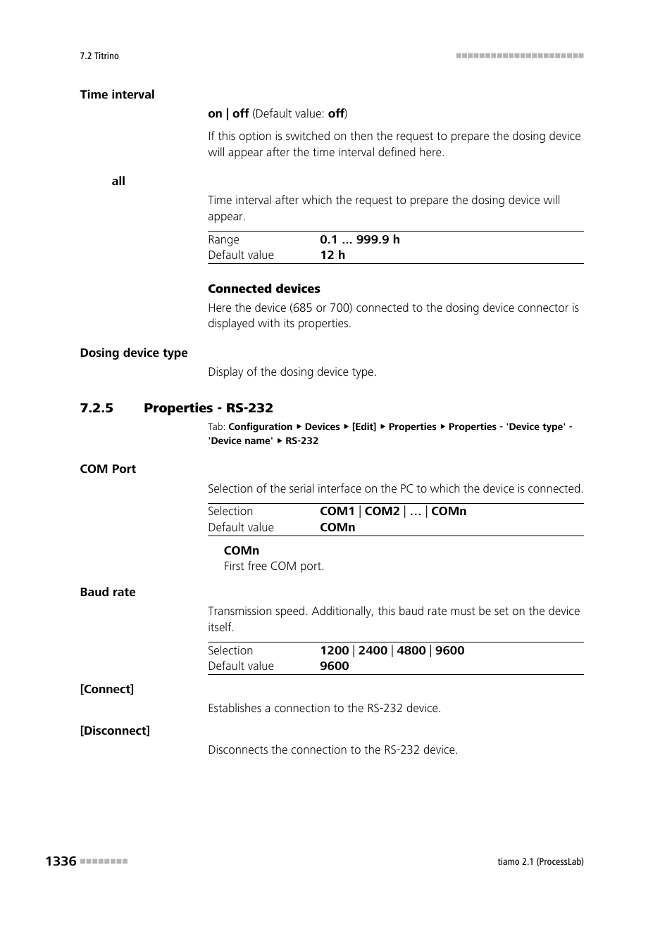 5 properties - rs-232, Properties - rs-232 6, Properties - rs-232 0 | Properties - rs-232 4, Properties - rs-232 3, Properties - rs-232 1, Rs-232 | Metrohm tiamo 2.1 (ProcessLab) User Manual | Page 1352 / 1602