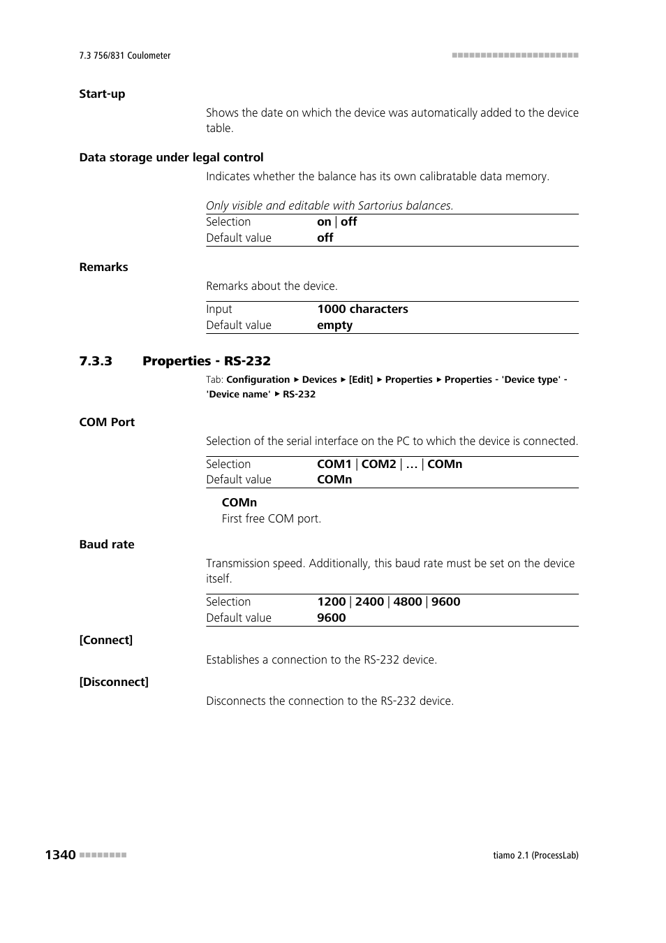 3 properties - rs-232 | Metrohm tiamo 2.1 (ProcessLab) User Manual | Page 1356 / 1602