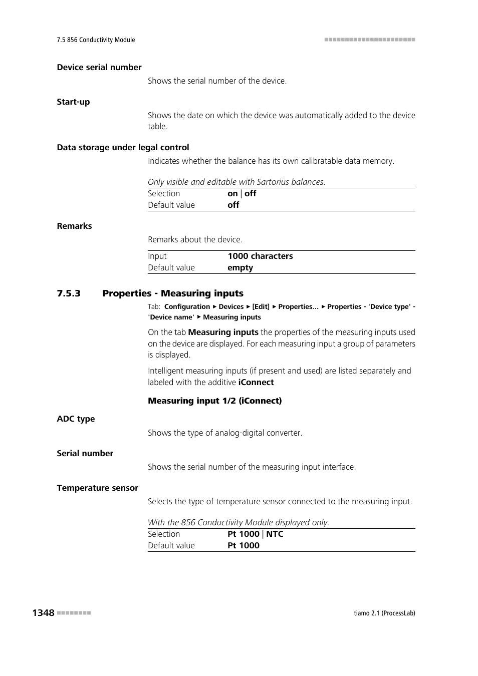 3 properties - measuring inputs | Metrohm tiamo 2.1 (ProcessLab) User Manual | Page 1364 / 1602