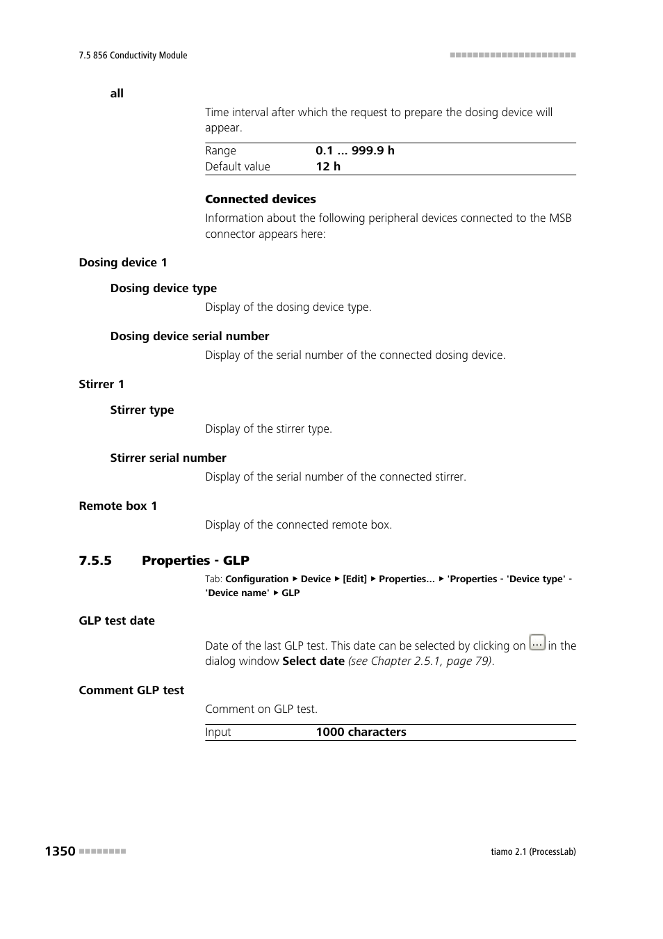 5 properties - glp | Metrohm tiamo 2.1 (ProcessLab) User Manual | Page 1366 / 1602