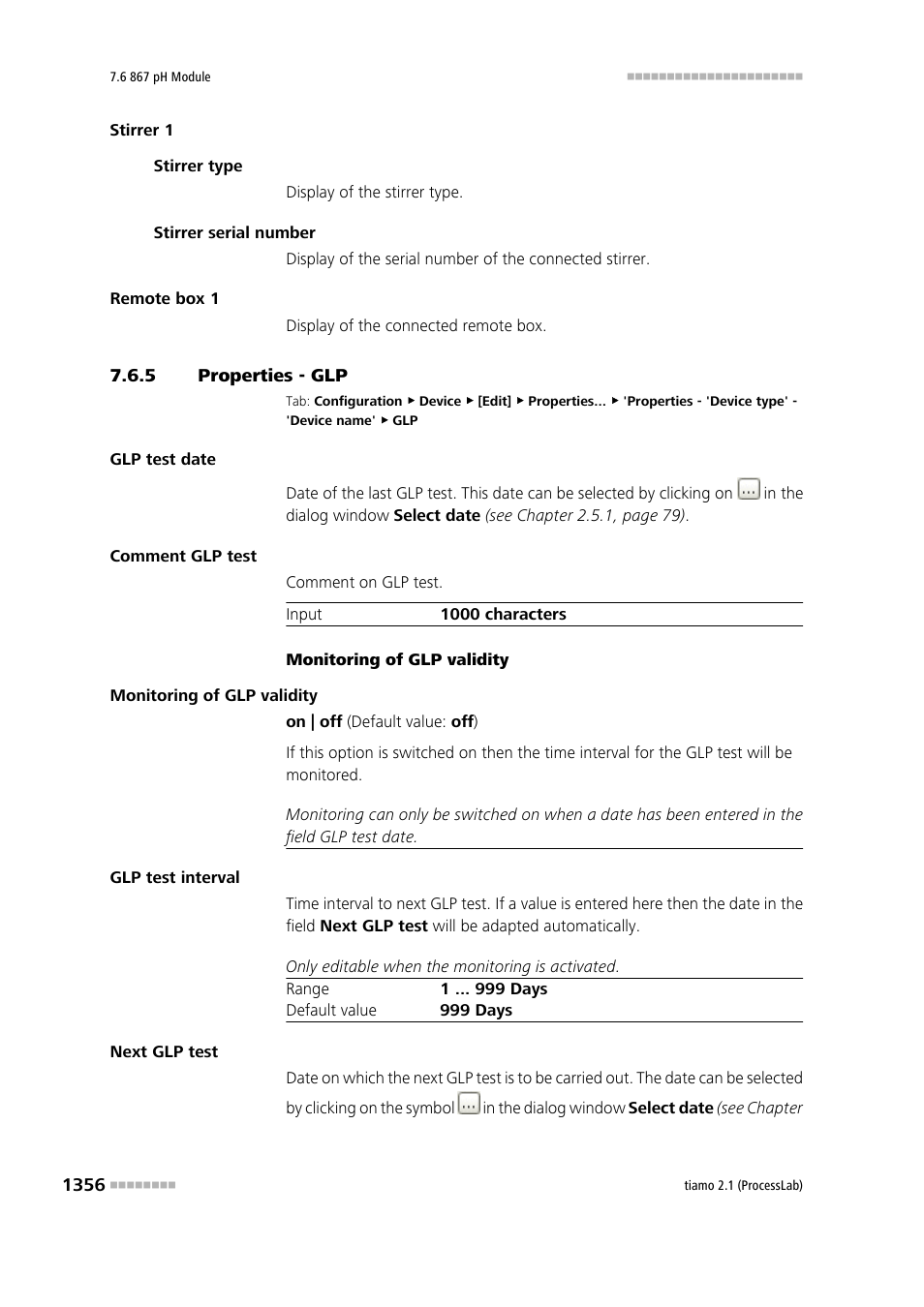 5 properties - glp | Metrohm tiamo 2.1 (ProcessLab) User Manual | Page 1372 / 1602