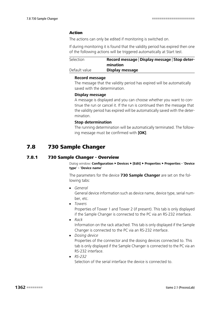 8 730 sample changer, 1 730 sample changer - overview, 730 sample changer 2 | 730 sample changer - overview 2, 730 sample changer | Metrohm tiamo 2.1 (ProcessLab) User Manual | Page 1378 / 1602